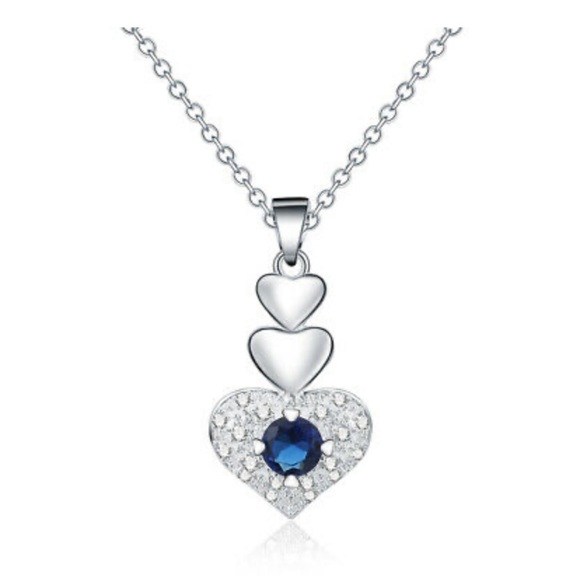 925 sterling silver chain Heart crystal necklace - Picture 2 of 5